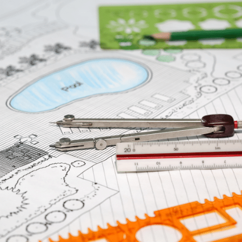 New pool construction service blueprint drawing